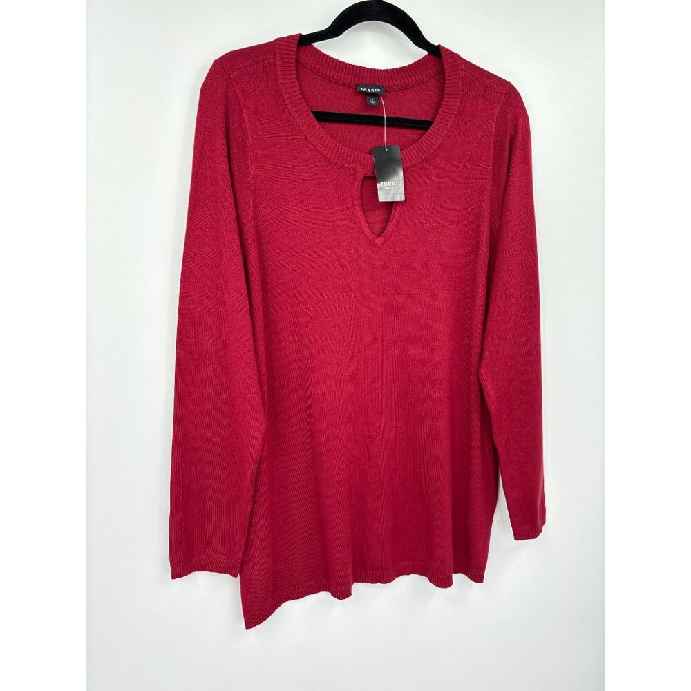 Torrid Pullover Keyhole Fitted Sweater Red 1X NEW - Picture 4 of 7